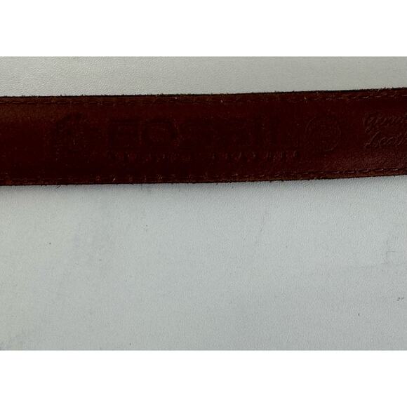 Vintage Y2K 90s Fossil Leather Patchwork Belt Brass Buckle Size Small - Picture 4 of 7